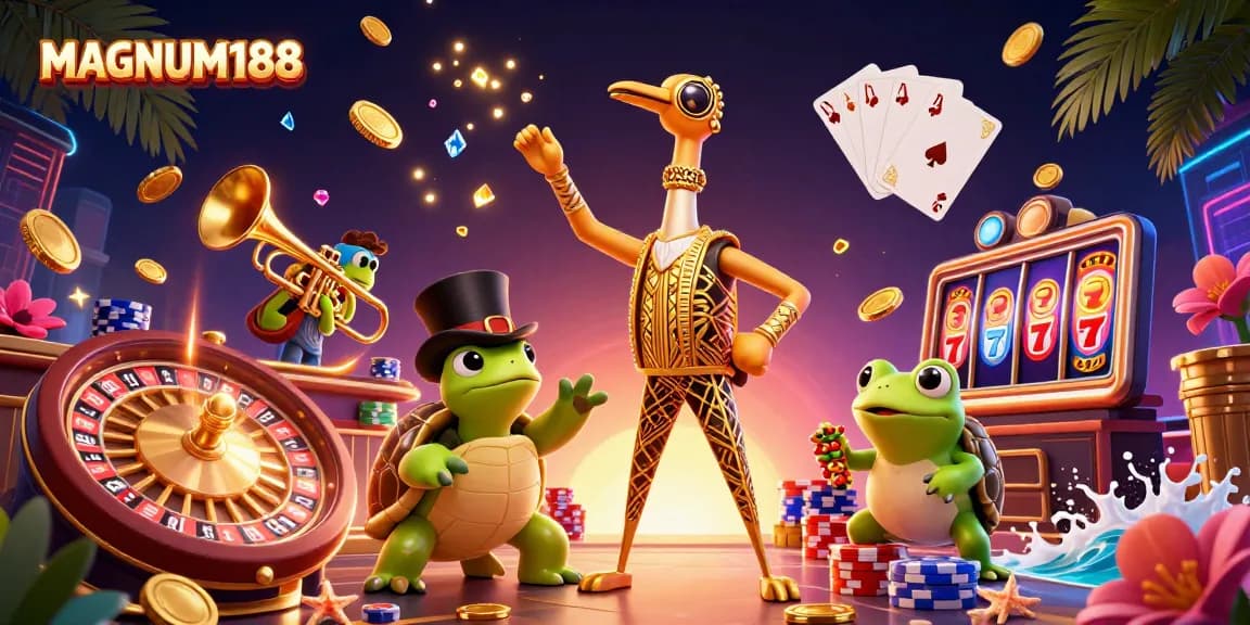 Experience the excitement of MAGNUM188 with vibrant slot games and dynamic casino elements.