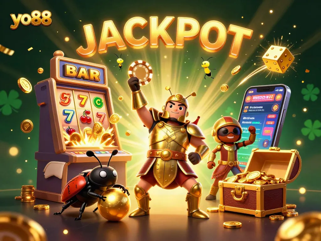 Experience the thrilling jackpot action in yo88 with vibrant casino games and characters.