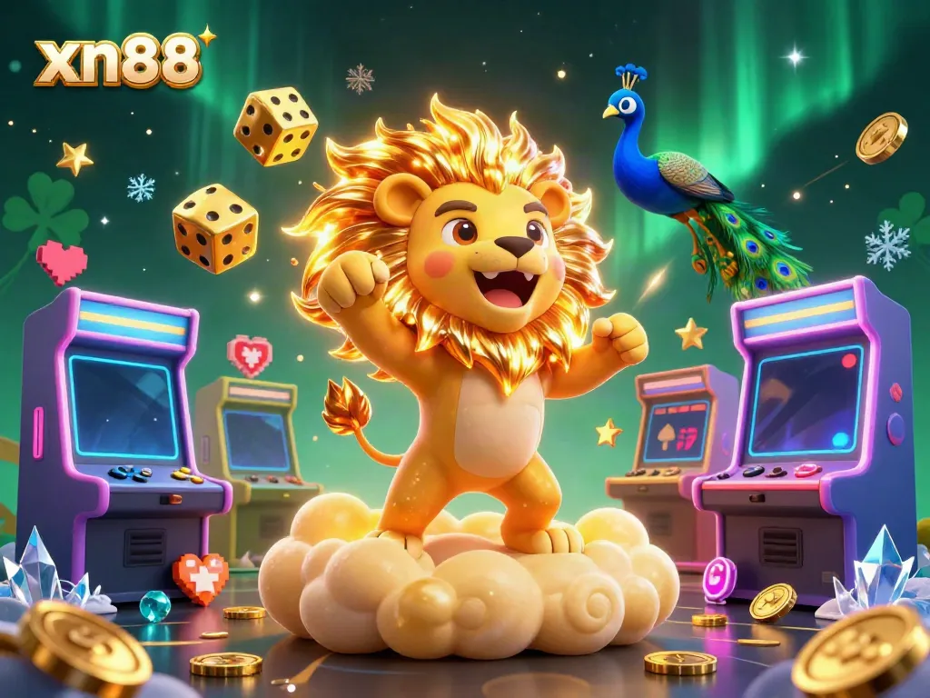 Experience the excitement of xn88 with vibrant casino elements and dynamic characters in this immersive 3D illustration.