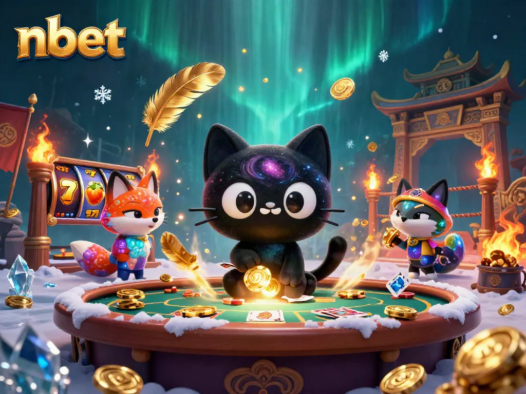 Experience thrilling nbet slot games with a cosmic black hole cat and vivid nebula fox in action.