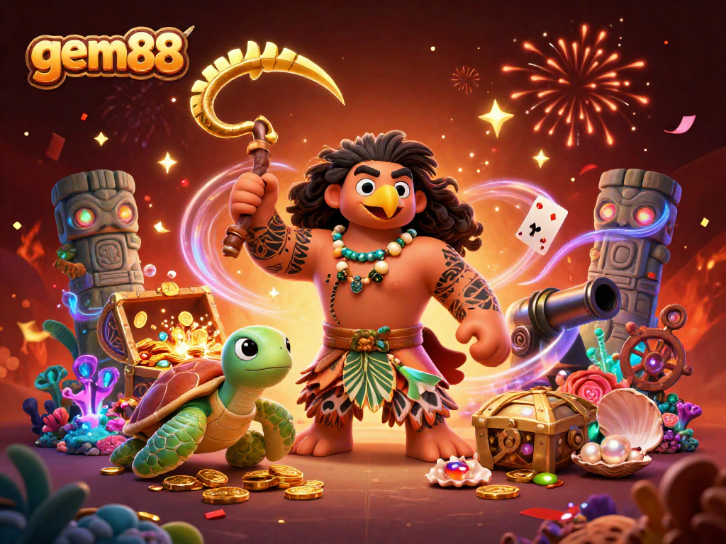 Experience the thrill of winning with gem88 in this vibrant and exciting casino-themed digital illustration.