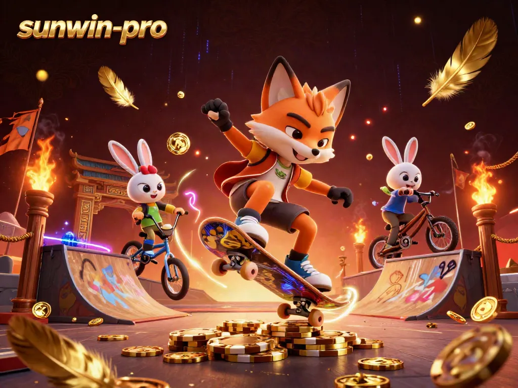 Experience gaming excitement with sunwin-pro as a fox and rabbit explore thrilling casino symbols.
