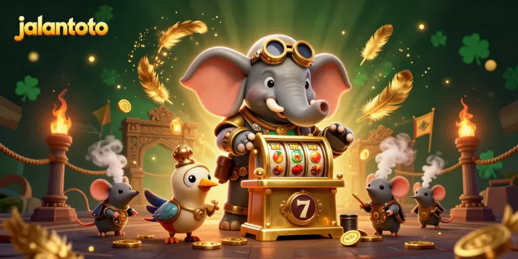 Experience thrilling slots and jackpots with jalantoto's dynamic casino adventure illustration featuring steampunk characters.