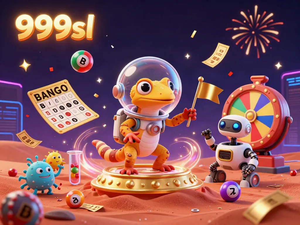 Engage with 999sl in a vibrant scene of a Martian gecko uncovering a golden casino, capturing the excitement of virtual adventures.