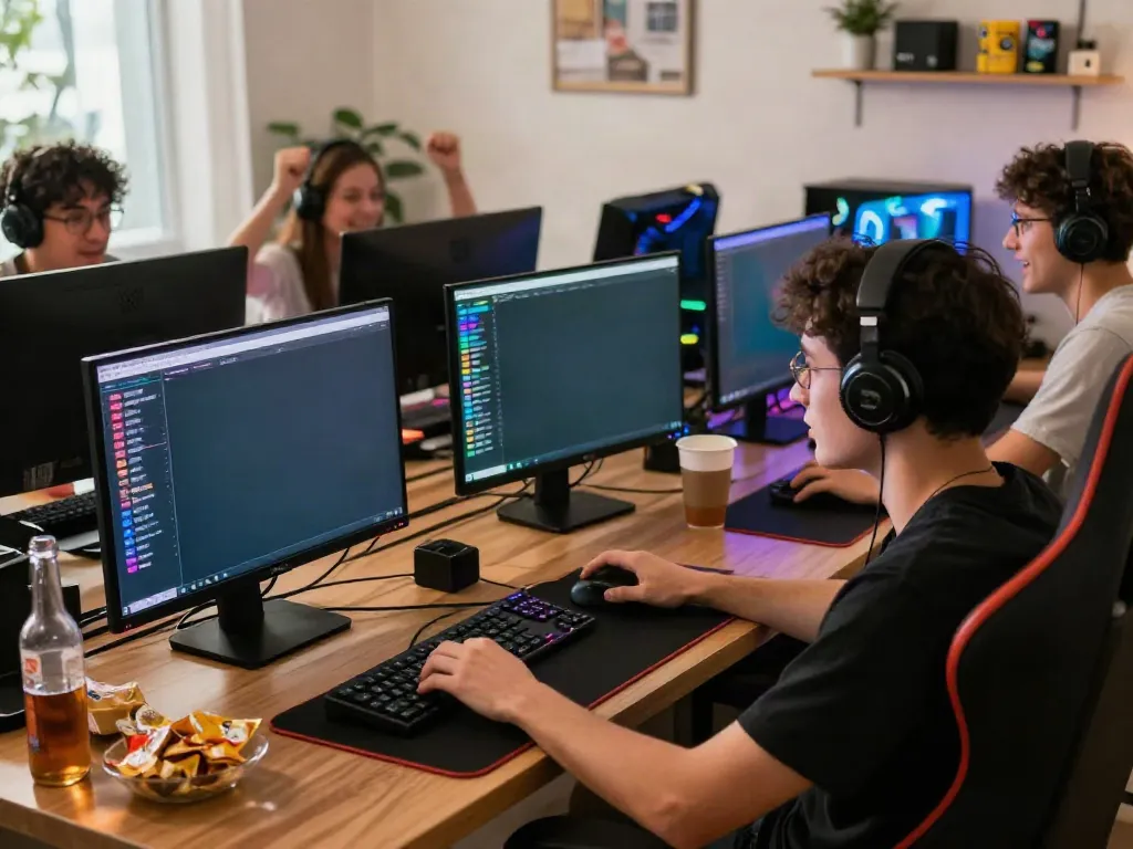 Engaging gaming experience with HITCLUB games on multiple screens and vibrant LED lights.