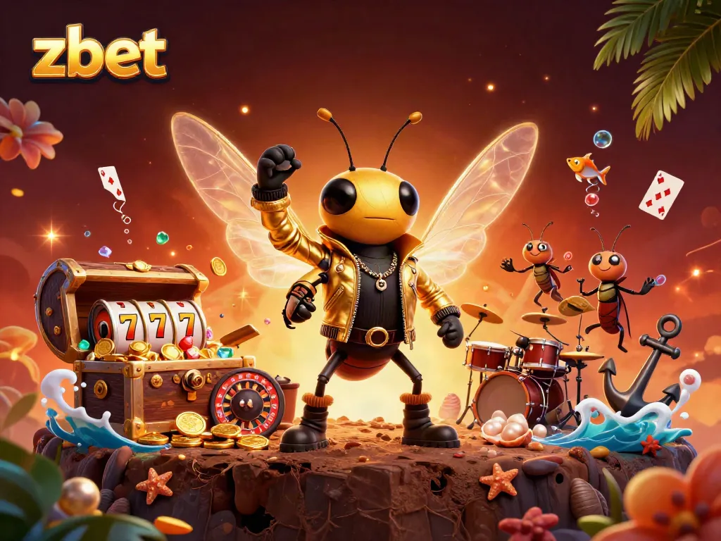 Engage with zbet's vibrant casino experience through a lively 3D illustration featuring thrilling game elements.