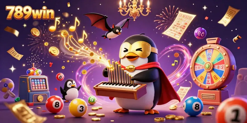 Experience the thrill of 789win with a vibrant casino scene showcasing unique characters and exciting game elements.