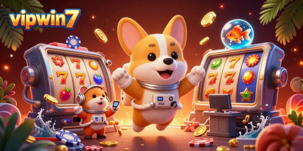 Experience thrilling gameplay at vipwin7 with our engaging casino illustration featuring exciting slot elements!