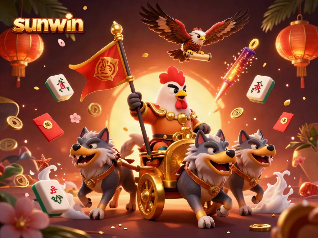 Experience thrilling gameplay at sunwin with vibrant characters and stunning rewards in a vibrant casino scene.