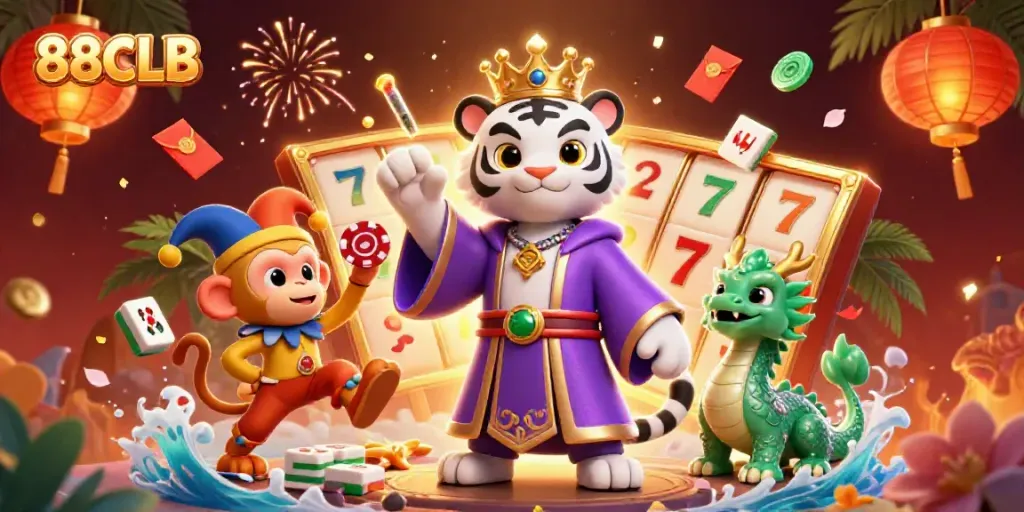 Experience the excitement of 88CLB with vibrant casino elements and dynamic characters.