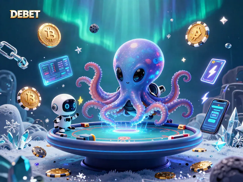 Play poker with DEBET's alien-themed gaming setup featuring exciting elements.