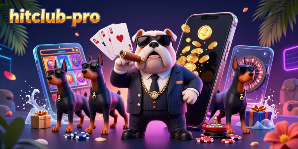 Join the hitclub-pro with thrilling slots, a mafia boss bulldog, and luxury casino vibes!