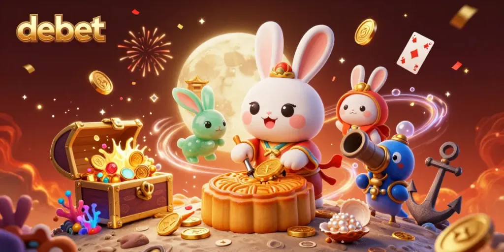 Experience the excitement of debet casino with dynamic characters and vibrant gaming elements in 3D.