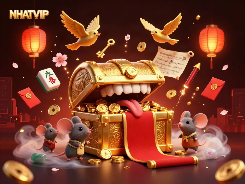 Engage with NHATVIP, a captivating casino experience featuring golden treasures and dynamic gaming elements.