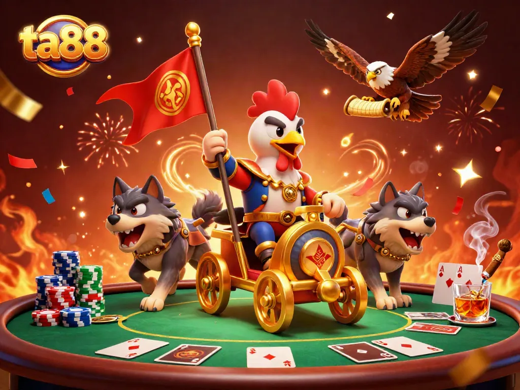 Experience thrilling gameplay at ta88 with a dynamic rooster warlord scene and vibrant casino elements.